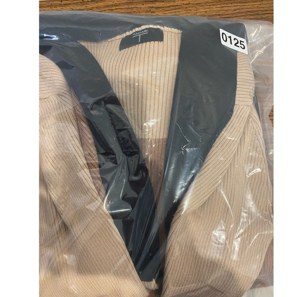 NWT Tahari Colorblock Open Front Cardigan Sweater Tan Black Beige Women's L - Picture 11 of 11